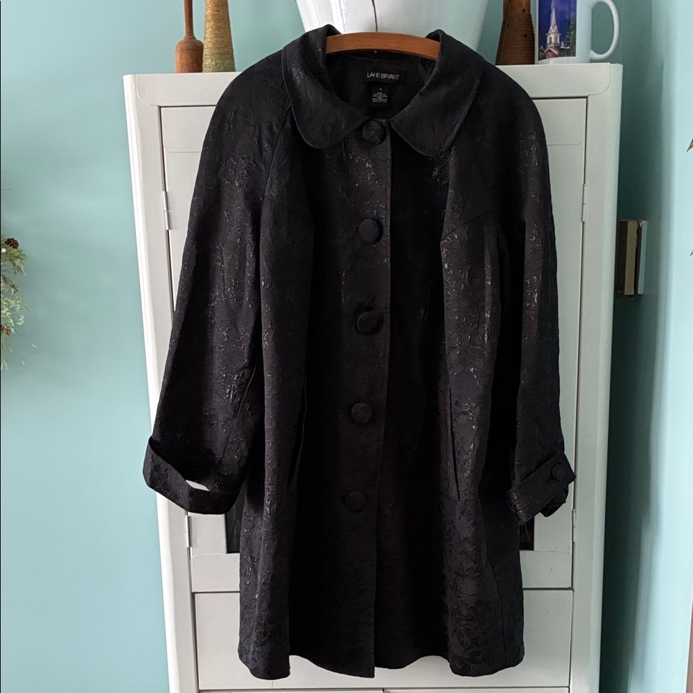 Lane Bryant sz 18 Black Shimmer Lightweight Women's Duster Coat euc